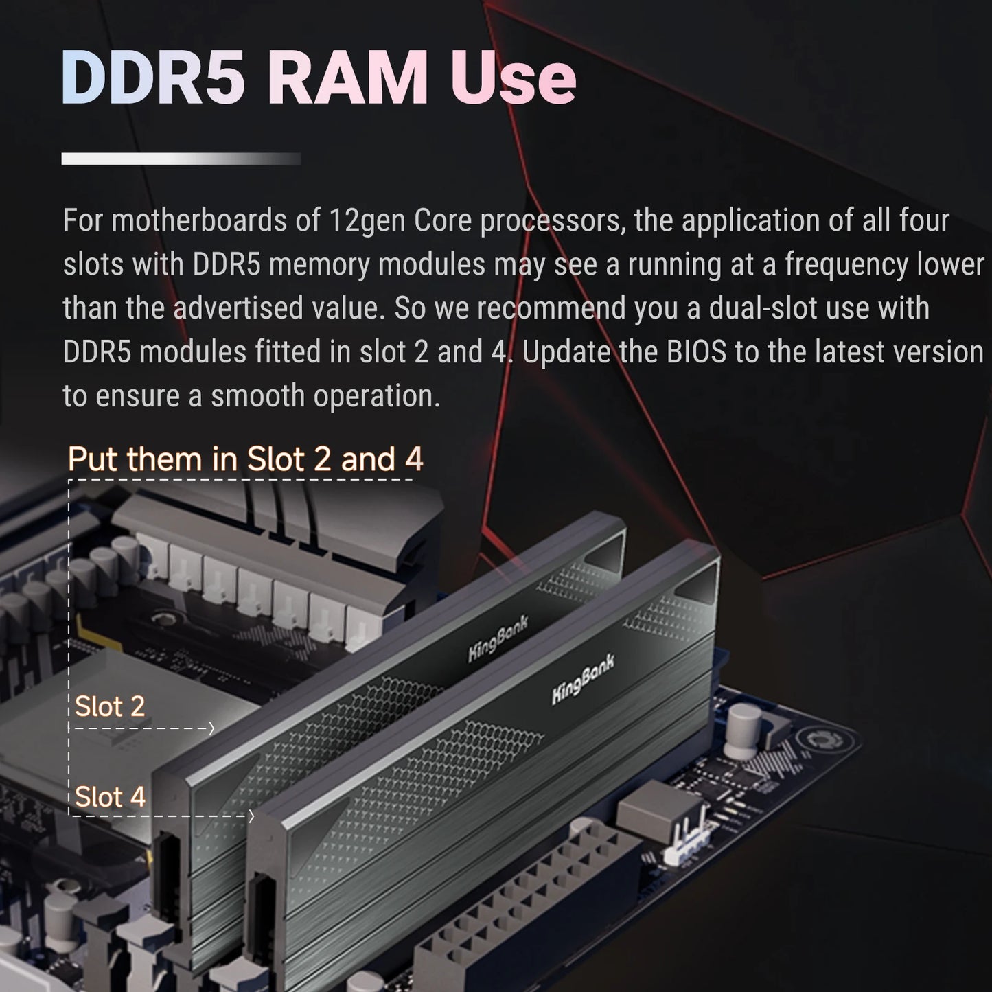 KingBank CL28 Memoria DDR5 32GB RAM 16GBX2 6000MHZ Rams Memory DDR5 Kit UDIMM Dual Channel Computador Desktop PC Hynix A die