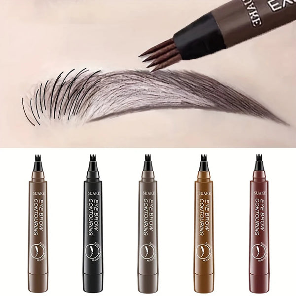 Penna per sopracciglia impermeabile, matita per sopracciglia microblading con 4 punte divise, trucco per sopracciglia dall'aspetto naturale (5 colori)