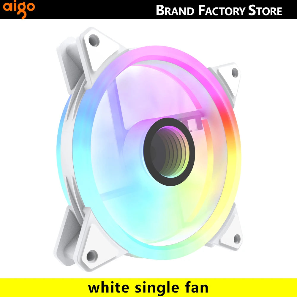 Aigo AF12 RGB FAN 120mm Pc Computer Case Fan PWM 12cm White CPU Water Air Cooler Silent Controladora ARGB Fan Cooling Ventilador