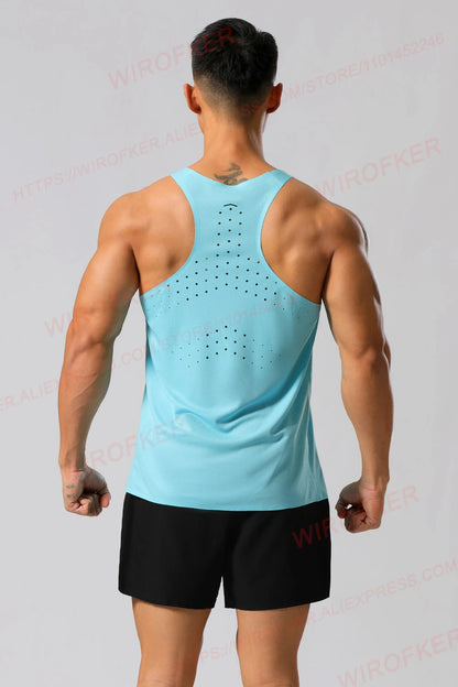 Men Gym Shirt Street High Quality Sleeveless T-shirts Quick Dry Tank Tops Workout Fitness Singlets Mesh Breathable Sport Vest