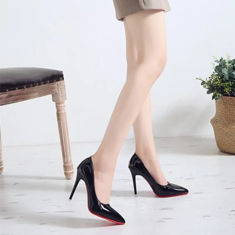 2024 New Women's High Heels Red Sole Pointed Toe Stiletto Heels Classic Style Wedding Dinner Complete Colors Shallow Top Shoes