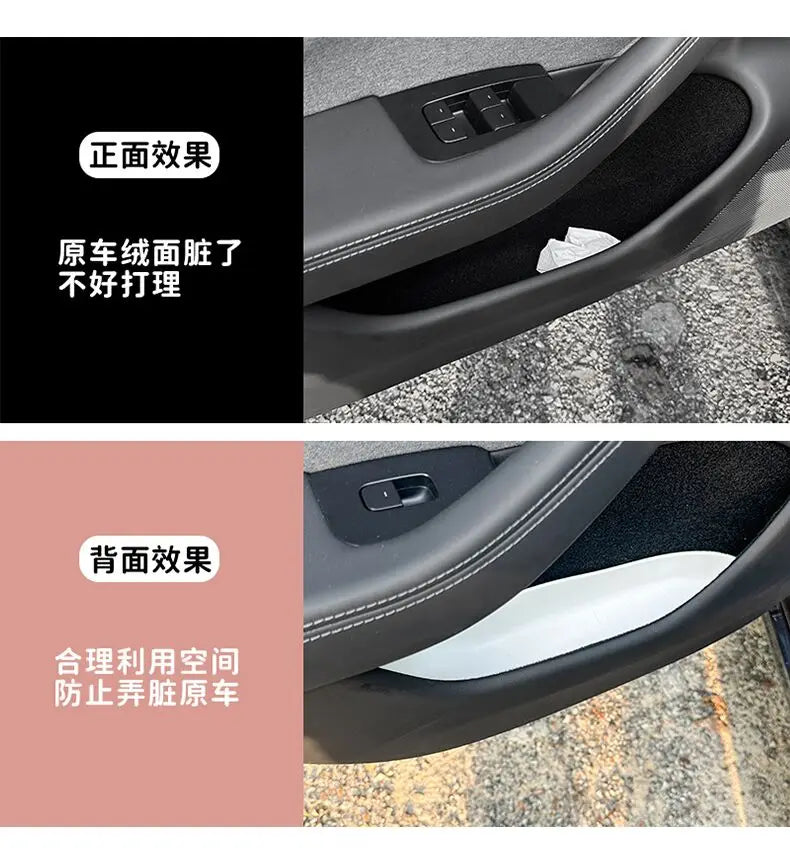 1Set /4 Car Door Handle Storage Box for Tesla Model 3 Highland Door Panel Tray Armrest Organizer Cover Utility Car Accessories