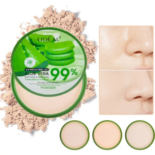 99% Aloe Vera Softening Powder Waterproof Moisturizing Concealer Foundation Fixed Make Up Oil Control Facial Makeup Cosmetics 