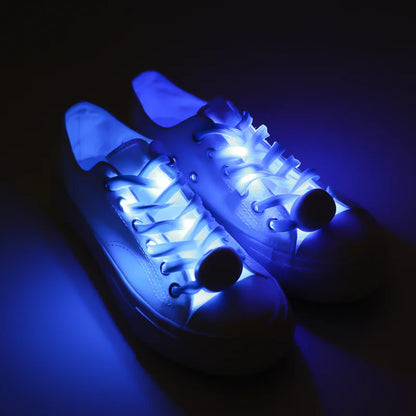 2PCS LED Sport Shoe Laces Luminous Shoelaces Glow Shoe Strings Round Flash Light Shoelaces No Tie Lazy Shoe Laces Party Decor