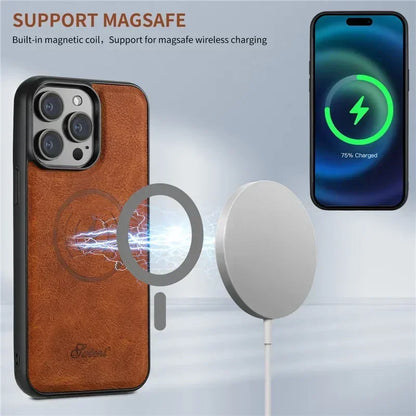 2 In 1 Luxury Magsafe Wallet Leather Phone Case For iPhone 16 15 14 13 12 Pro Max Plus 16 Pro Magnetic Flip Card Holder Cover