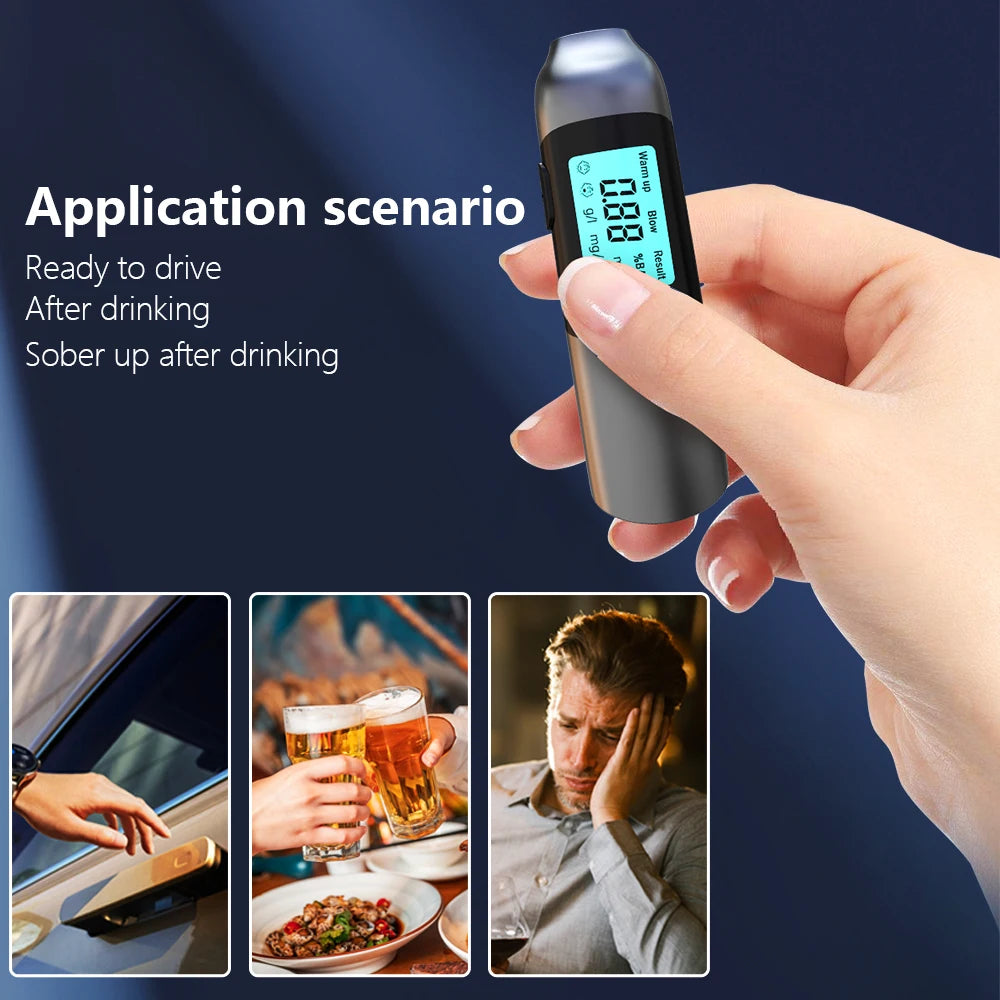 Portable Alcohol Tester with LED Digital Display Alcoholmeter Alcohol Tester Electronic Breathalyzer Non-Contacting Detector