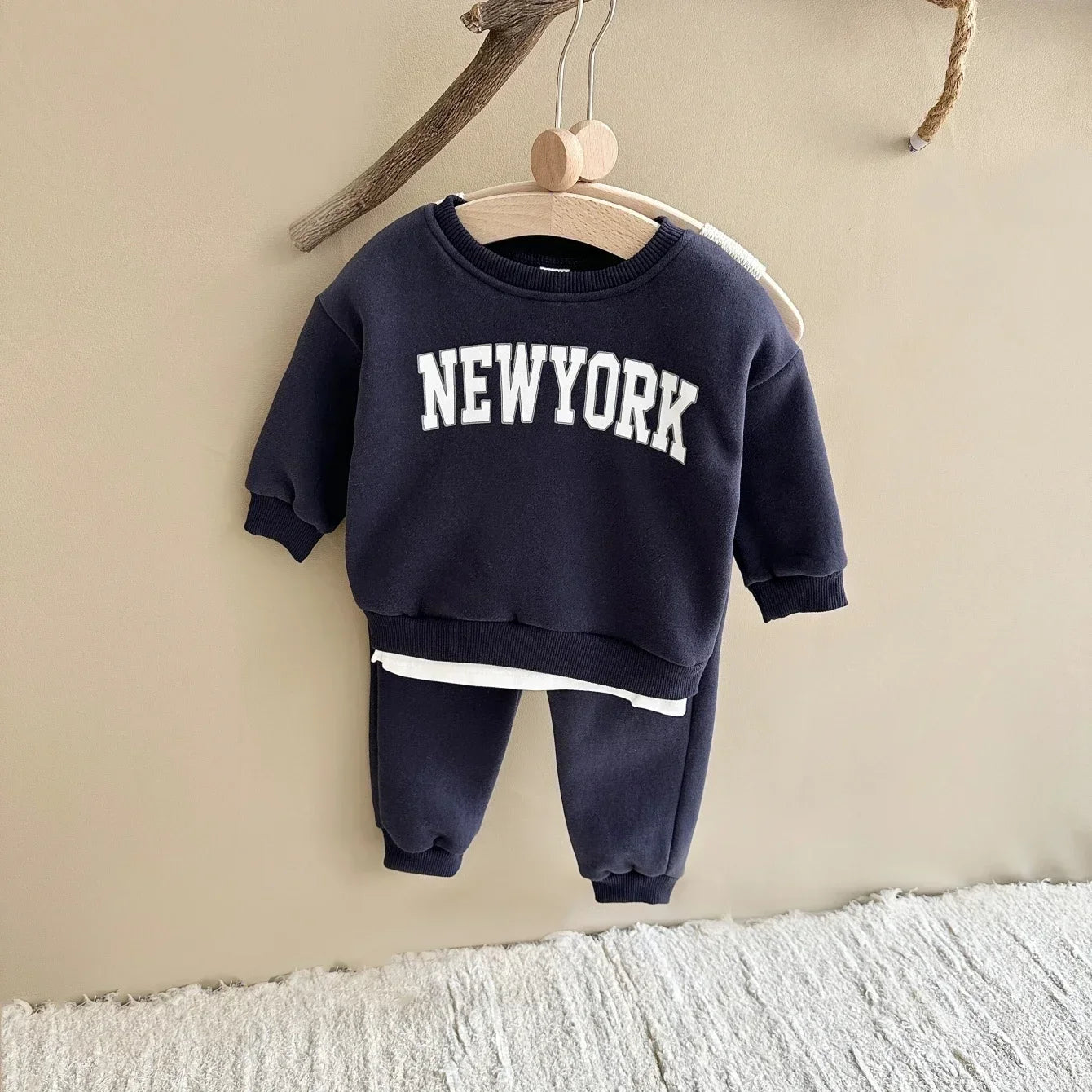 Baby Clothing Set Boys Girls Hoodie 2PCS Set Print Letter Patterns Sports Suit Sweatshirt  Winter Outfit Thickened Clothing