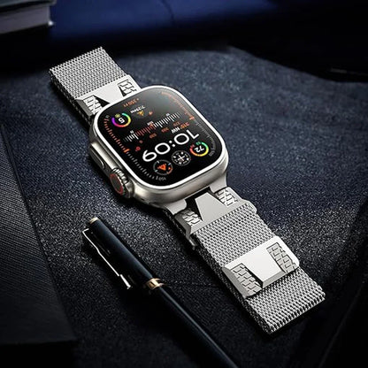 Magnetic milanese band for Apple Watch Ultra 2 49mm 9 45mm 42 44mm stainless steel loop men strap for iWatch ultra 8 7 6 5 4 se