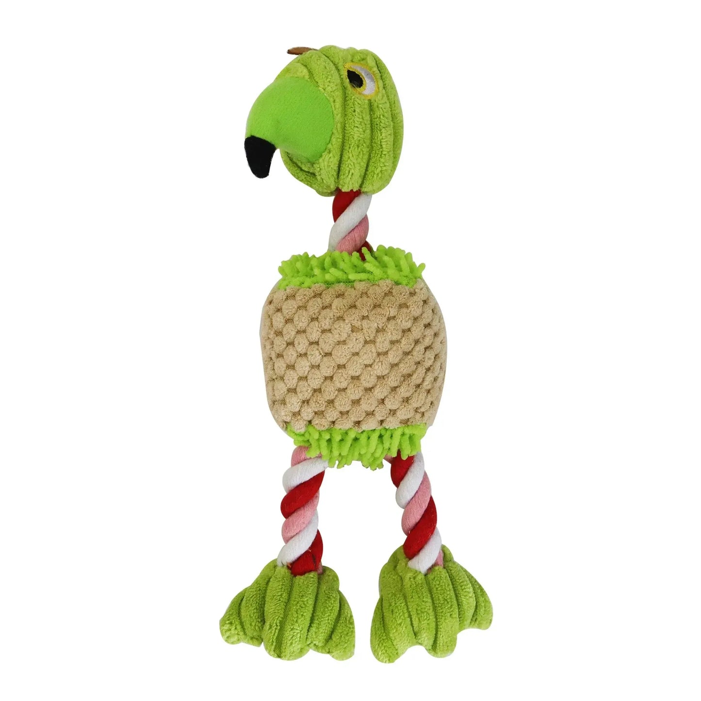 Parrot Shape Plush Dog Toys Lovely Bright Color Flamingo Bite Resistant Teeth Grinding and Sound Producing Pet Chew Squeaky Toy