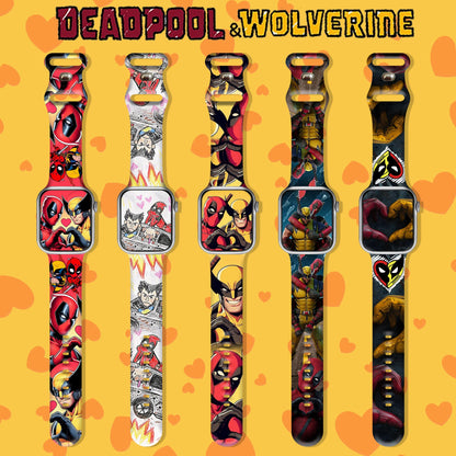 Disney Wolverine Deadpool Silicone Strap for Apple Watch 9 8 7 SE 6 Printed Band Replaceable Bracelet for iWatch 45mm 44mm 42mm