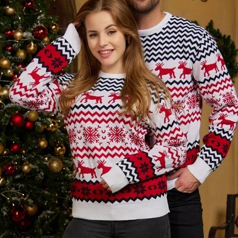 2024 New Family Christmas Matching Sweaters Women Men Kids Warm Thick Jumper Parent-child Soft Casual Pullover Xmas Look Clothes