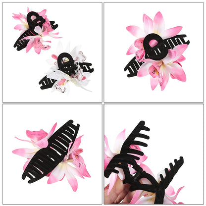 AWAYTR Phalaenopsis Flower Hair Claw Clips for Women Girls Hair Clip Barrette Gladiolus Hair Clamps Headwear Hair Accessories