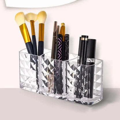 Transparent Glass Makeup Brush Storage Box Gold Cosmetics Container Ring Pencil Lipstick Holder Make Up Brushes Organizer