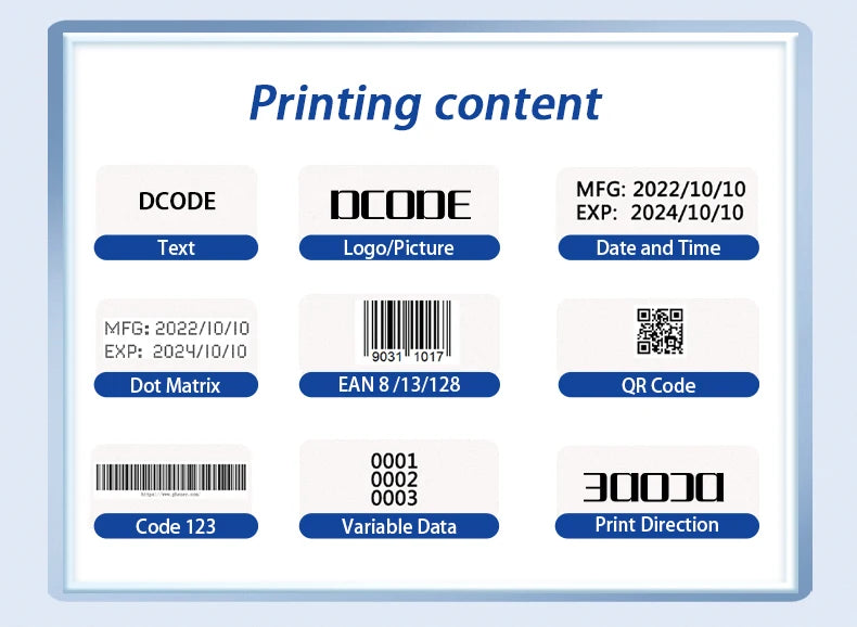 DCODE 1755PLUS 12.7mm Portable Printers Handheld Inkjet Printer Text QR Barcode Batch Number Logo Image Date Printing Machine