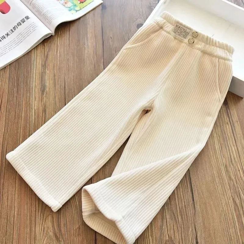 Baby Girls Pants Autumn Winter Warm Kids Corduroy Trousers 0-10 Years Old Children Warm Casual Straight Pants