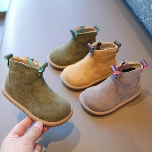 Autumn Winter Baby Boys Girls Boots Oxford Suede Children Casual Shoes Outdoor Anti-slip Infant Shoes Plush Kids Ankle Boots