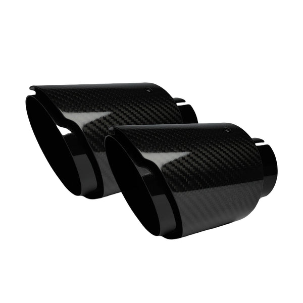 Terminale di scarico universale per auto in fibra di carbonio, 1 pz. in acciaio inossidabile, con ugello in twill nero lucido.