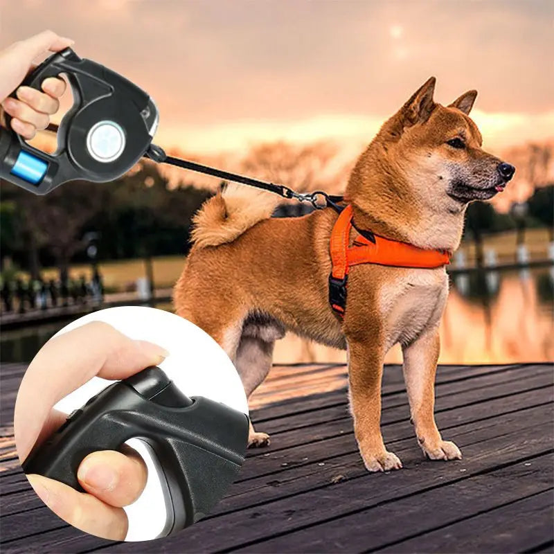 Included Extendable 4.5M LED with Garbage with Dog Lead Retractable Pet Leash