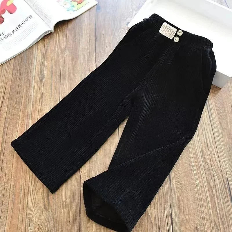 Baby Girls Pants Autumn Winter Warm Kids Corduroy Trousers 0-10 Years Old Children Warm Casual Straight Pants