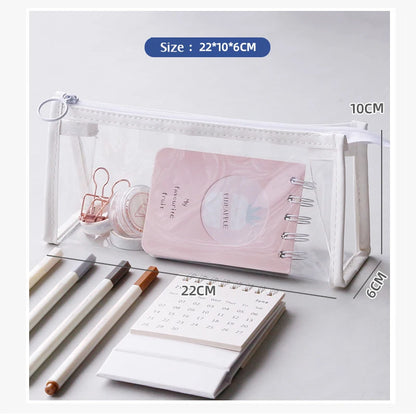 Transparent Pencil Case Large Capacity Simple Pen Bag Kawaii Cosmetic Bag School Study Stationery Office Supplies