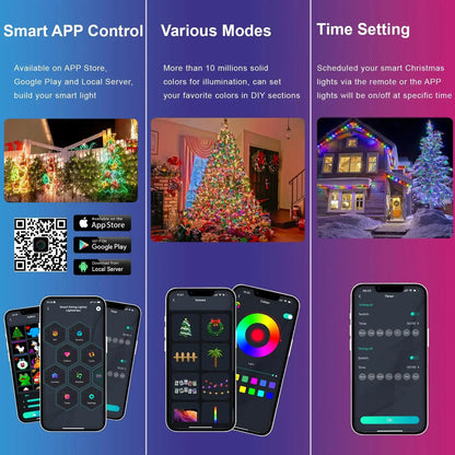 10M RGB LED Fairy Lights Globe Ball String Smart APP Bluetooth Control Addressable Garlands Outdoor Christmas Room Decoration