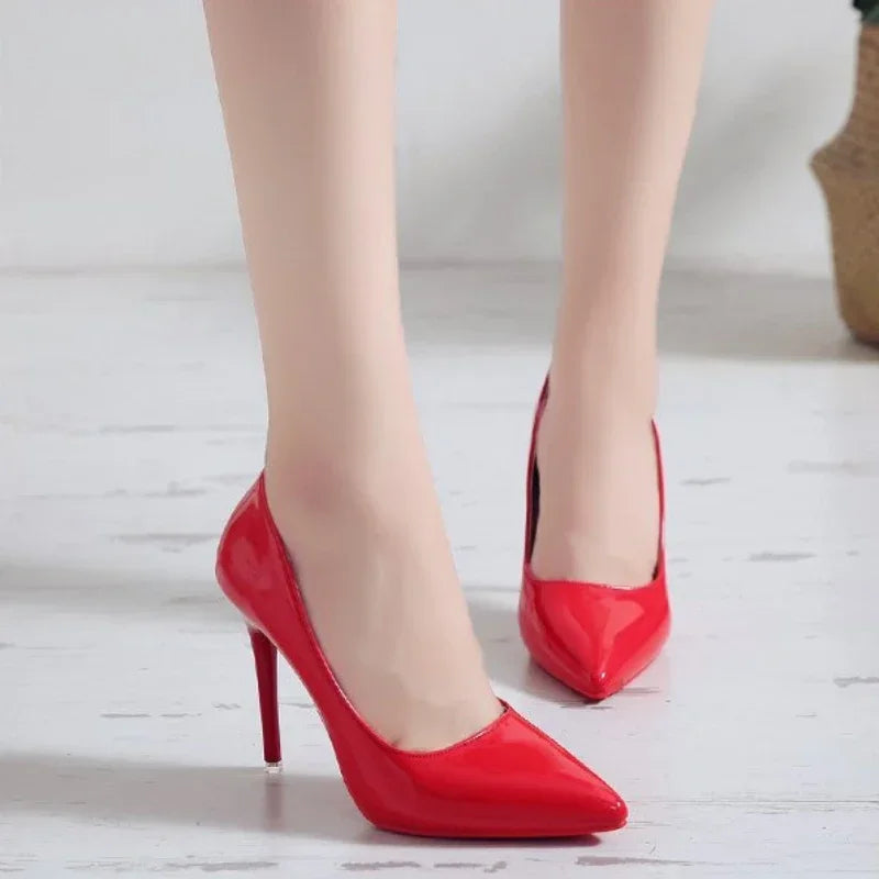 2024 New Women's High Heels Red Sole Pointed Toe Stiletto Heels Classic Style Wedding Dinner Complete Colors Shallow Top Shoes