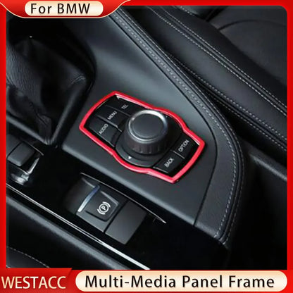 Car Console Multimedia Button Panel Frame Cover Trim for BMW X1 F48 2016 2017 2018 2019 2020 Stainless Steel Sticker Accessories