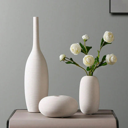 Nordic Style Home Decor White Vase Living Room Decoration Ceramic Vase Home Decoration Flower Vase Desk Decoration