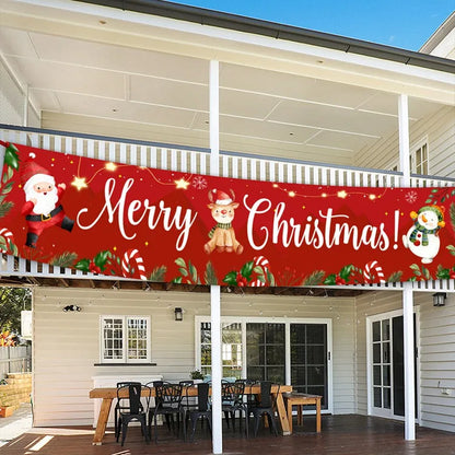 Christmas Outdoor Banner Flag Merry Christmas Decoration for Home 2024 Xmas Ornament Navidad Natal Noel Gift Happy New Year 2025