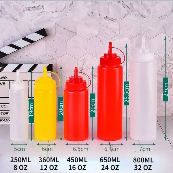 Bottiglie di condimento da 250 ml/360 ml/450 ml/650 ml/800 ml per ketchup, senape, maionese, salse piccanti, bottiglie di olio d'oliva, gadget da cucina