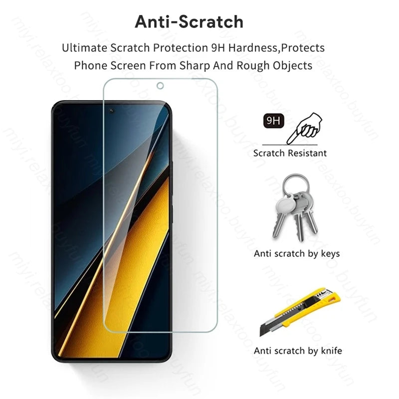 2PCS Tempered Glass Full Cover Screen Protector Case For Xiaomi PocoX6 Poco X6 Pro 5G Protective Glass On Poko Little X6Pro X 6