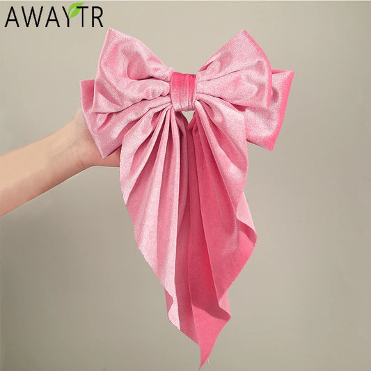 AWAYTR Drapey Bow Tie Hairpin Handmade Velet Hair Clips Girl Hair Accessories New Year Festival Gift Valentine Headwear