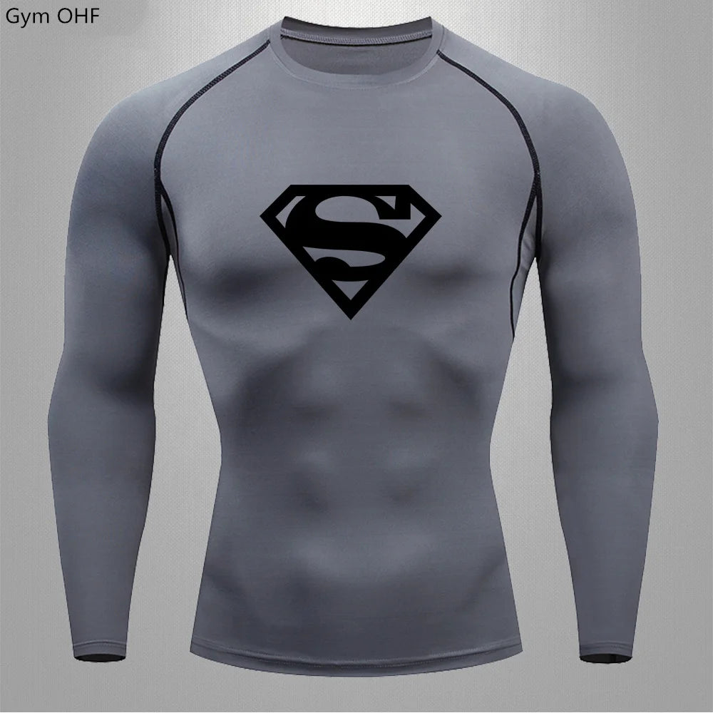 Men Gym Fitness Workout Tights Sport Jersey Athletic Running Shirt Compression Long Sleeve T Shirt Men Elastic Training T-shirt