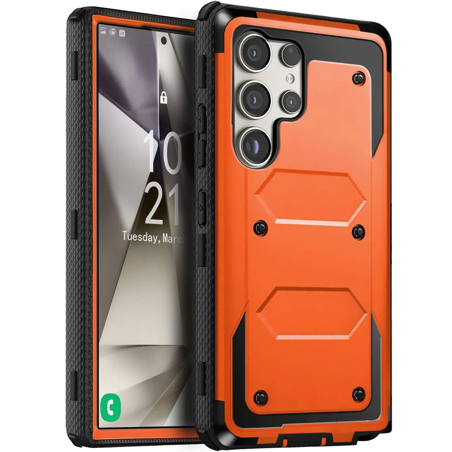 For Samsung Galaxy S24/S24+/S24 Plus/S24 Ultra 5G Phone Case Shockproof Protective Heavy Duty Rugged Hybrid Cover Orange