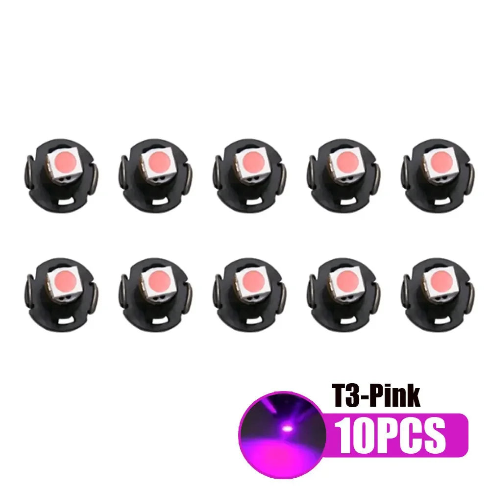 10Pcs T3 LED 3528 1SMD Instruments Panel Light Car Cluster Gauges Dashboard Lamp Wedge Bulbs Universal Car Lights Accessories