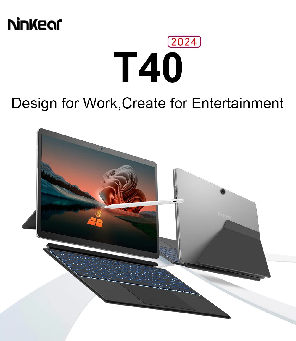 Ninkear T40 Tablet Mini Laptop 14 inch 2 in 1 Intel N100 16GB+512GB 1200P IPS Touch Screen Windows 11 Notebook Free Shipping