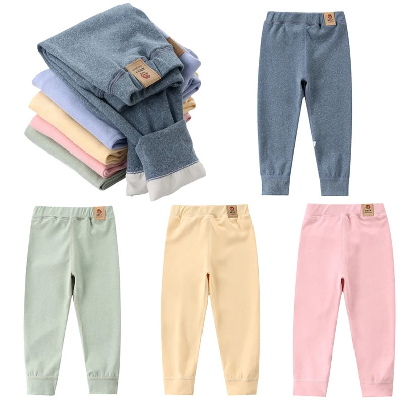 Children's Padded Bottoms Boys Single Trousers Girls Autumn and Winter Warm Middle and Large Children Thickened Long Pants