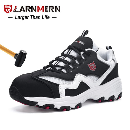 LARNMERN Men's Safety Shoes Work Shoe Steel Toe Comfortable Lightweight Breathable Anti-smashing Anti-puncture Construction Shoe