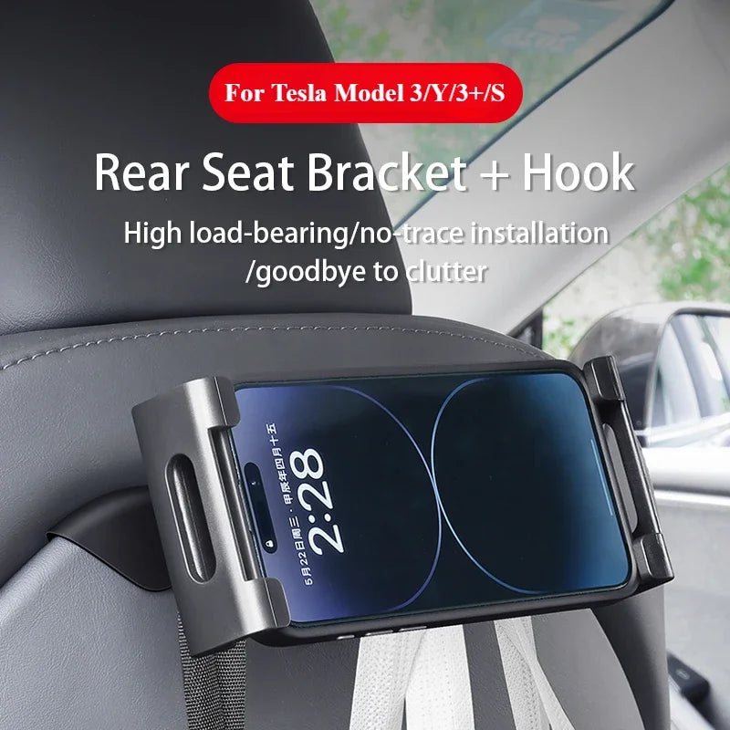 Car Back Seat Headrest Mount Holder For Tesla Model 3/Y/S/3+ 360 Rotation Tablet PC Auto Model3 Highland 2024 Phone Holder Stand