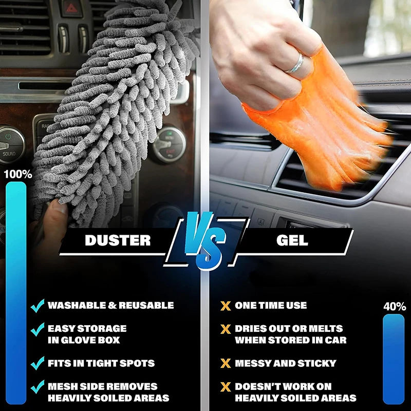 Car Duster Exterior with Extendable Handle Scratch Free Car Interior Cleaning Supplies Microfiber Duster Removes Brush Tuck SUV