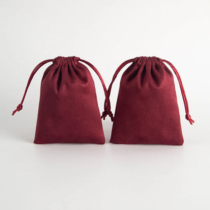 10pcs Velvet Flannel Drawstring Pouches Small Jewelry Gift Bag 5x7cm 7x9cm 8x10cm Christmas Wedding Favors For Guests Candy Sack