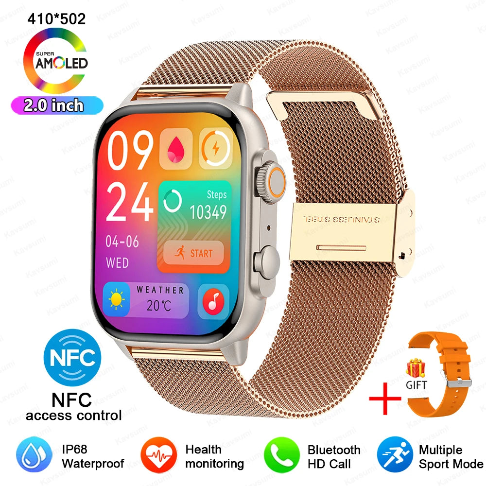 2024 NFC Smartwatch AMOLED Screen Always show Time Bluetooth Call Ultra Watch Series 8 Clock Men Sport Health Women Smart Watch