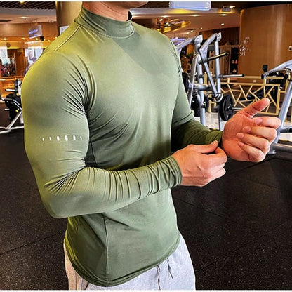 Compression Shirts Men's Fitness Workout Long Sleeve T-shirt Gym Training Tops Muscle Tees