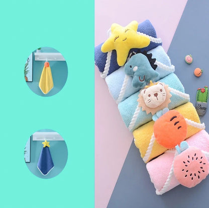 Kids Cute Cartoon Animal Hand Towels for Baby Bath Hand Dry Towel Kids Children Microfiber Towel Quick Drying Hanging Hand Towel