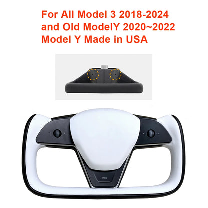 CSSBOON New Design 377mm Yoke Steering Wheel for Tesla Model 3 Model Y Color Mixed Racing Sport Nappa Leather Car Handle