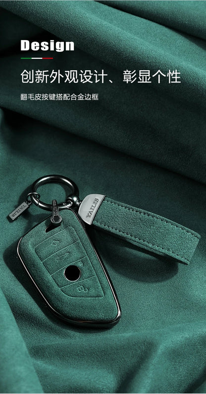 Car Alcantara Key Case Cover Holder Chain For BMW G20 G30 X1 X3 X4 X5 G05 X6 F20 G21 f40 f80 35i 3 5 7 Interior Accessories