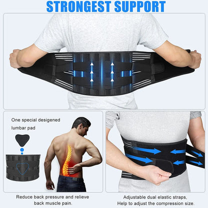 Elstiac Lumbar Back Belt Waist Support Trainer Adjustable Lumbar Pad with 6 Stays Abdominal Binder Fitness Gym Belts Women Men