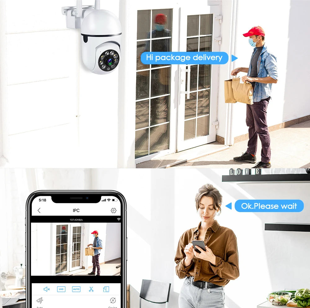 1080P 4PCS Outdoor Camera CCTV IP Wifi Surveillance Camera Waterproof Security Protection Wireless Home Monitor Track Alarm 360°