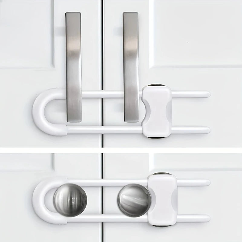 2/4PCS Sliding Cabinet Child Safety Locks Baby Proofing Cabinet Lock Cupboard Latches for Kids on Closet Door Knobs Handles