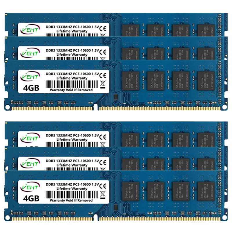 DDR3 2GB 4GB 8GB Desktop Memories Ram PC3 1066 1333 1600Mhz 1.5V 240Pin DDR3 8500 10600 12800 DIMM Non-ECC Computer Memory Ram